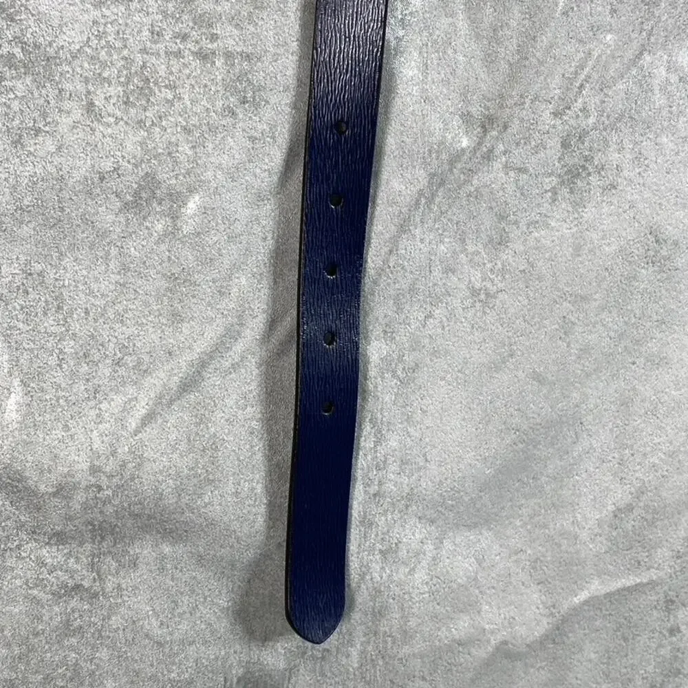 LAUREN RALPH LAUREN Women's Navy/Papay Saffiano To Smooth Reversible Belt SZ M